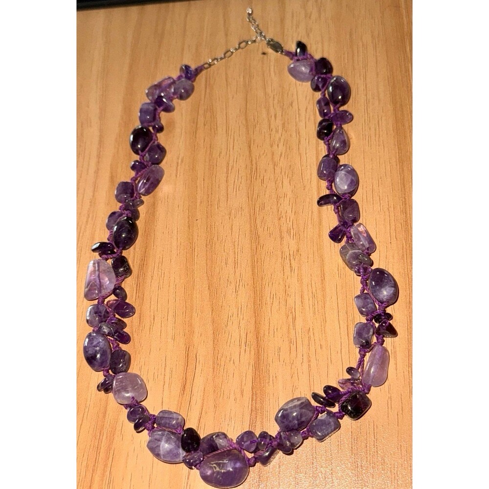 Amethyst Bead Sterling Silver Necklace 16" Jay King Sterling Silver